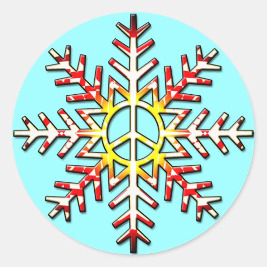 STICKER ROND SIGNE DE PAIX SNOWFLAKE (Devant)