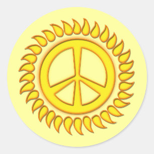 STICKER ROND SIGNE DE PAIX SOLEIL