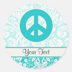 Sticker Rond Signe de paix turquoise