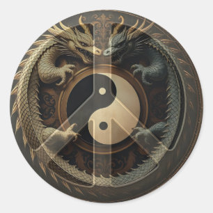 Sticker Rond Signe de paix Yin Yang
