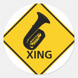 Sticker Rond Signe de route de croisement de tuba