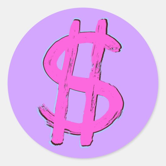 Sticker Rond Signe dollar rose (Devant)
