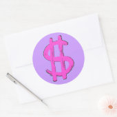Sticker Rond Signe dollar rose (Enveloppe)