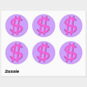 Sticker Rond Signe dollar rose (Feuille)