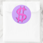 Sticker Rond Signe dollar rose (Sac)