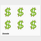 Sticker Rond Signe dollar vert (Feuille)