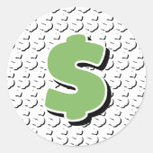 Sticker Rond Signe dollar vert et blanc à effet 3D (Devant)