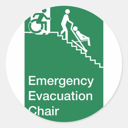Sticker Rond Signe du fauteuil d'évacuation en fauteuil roulant (Devant)
