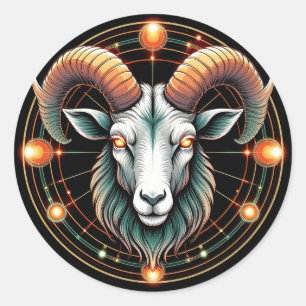 Sticker Rond ♈ Signe du zodiaque Bélier Symbole d'astrologie gr