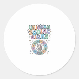 Sticker Rond Signe du zodiaque licorne Kawaii Design vectoriel_
