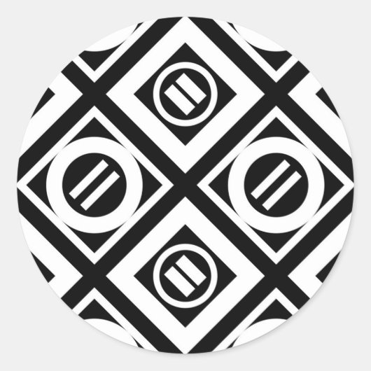 Sticker Rond SIGNE ÉGAL BLANC Motif géométrique en noir (Devant)