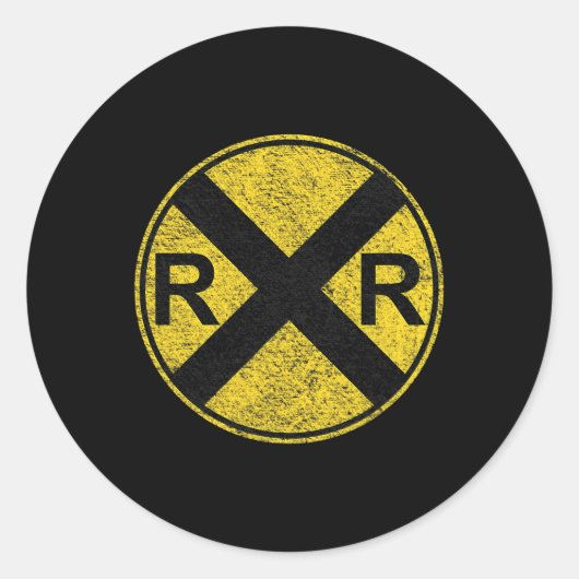 STICKER ROND SIGNE FERROVIAIRE COSTUME TRAIN RAIL CROISEMENT AV (Devant)
