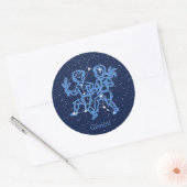 Sticker Rond Signe Gemini Constellation et Zodiaque avec étoile (Enveloppe)