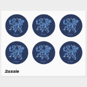 Sticker Rond Signe Gemini Constellation et Zodiaque avec étoile (Feuille)