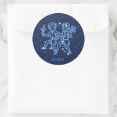 Sticker Rond Signe Gemini Constellation et Zodiaque avec étoile (Sac)