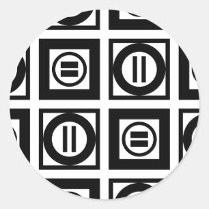 Sticker Rond SIGNE Géométrique Noir et Blanc Motif