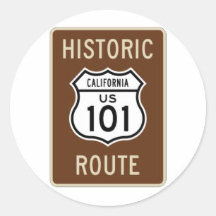 Sticker Rond Signe historique de l'itinéraire 101 des USA