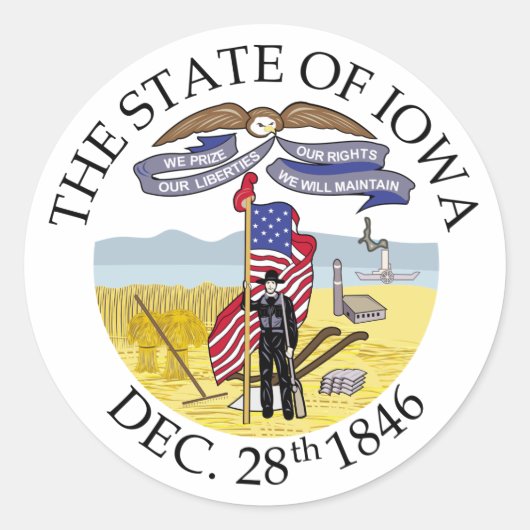 Sticker Rond signe Iowa (Devant)