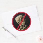 Sticker Rond Signe non-fumeur avec Van Gogh Skull Arwork (Enveloppe)