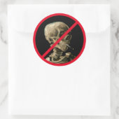 Sticker Rond Signe non-fumeur avec Van Gogh Skull Arwork (Sac)
