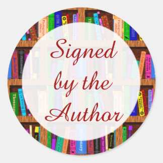 Sticker Rond Signé par l'auteur Motif d'étagère de livre