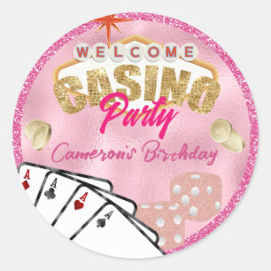 Sticker Rond Signe rose glamour Las Vegas