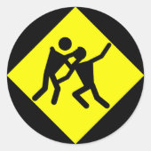 Sticker Rond SIGNE ROUTIER D'Avertissement Zombie (Devant)