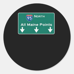 Sticker Rond SIGNE TOUS LES POINTS Maine Interstate 95