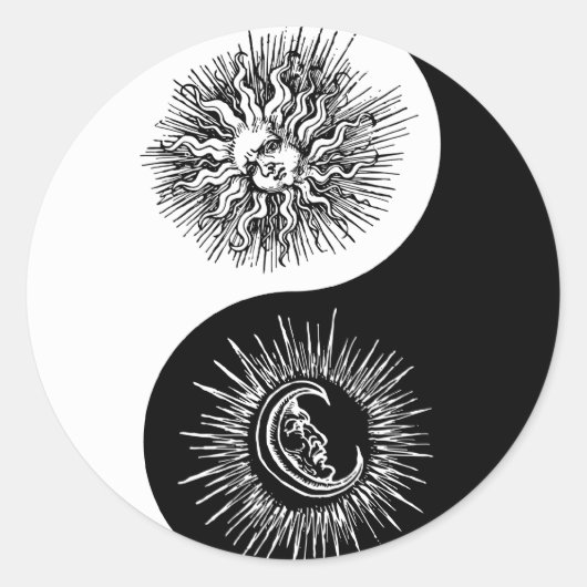 Sticker Rond Signe Yin et yang - Soleil vs Lune (Devant)