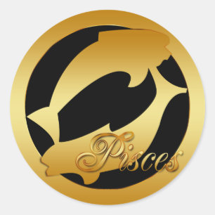 STICKER ROND SIGNE ZODIAC DE L'OR PISCES