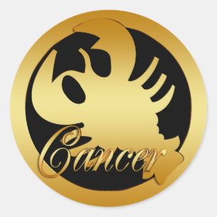 STICKER ROND SIGNE ZODIAC DU CANCER D'OR