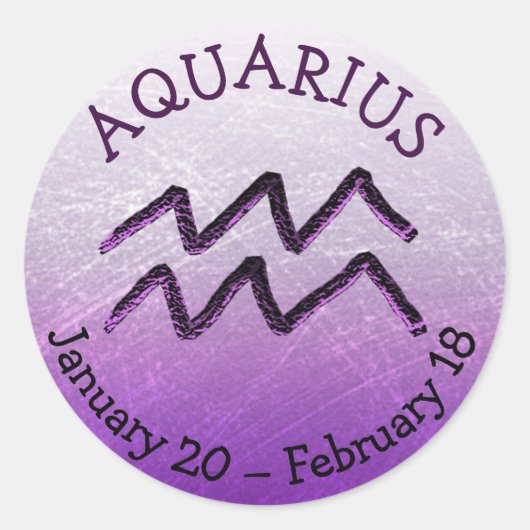 Sticker Rond SIGNE Zodiaque Aquarius Violet Horoscope Astrologi (Devant)
