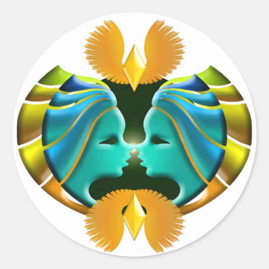 Sticker Rond SIGNE Zodiaque Gemini Design (Devant)