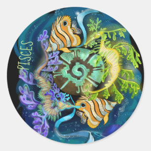 Sticker Rond SIGNE Zodiaque Pisces