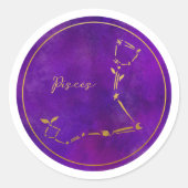 Sticker Rond SIGNE Zodiaque Pisces Constellation d'huile d'or (Devant)