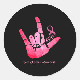 Sticker Rond Signer Amour Cancer du sein Sensibilisation au rub