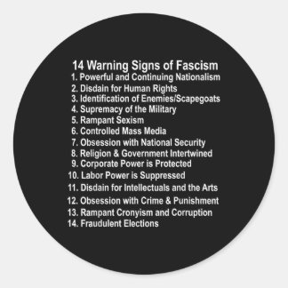 Sticker Rond Signes D'Avertissement Du Fascisme Anti-Trump Rési