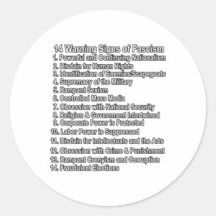 Sticker Rond Signes D'Avertissement Du Fascisme Anti-Trump Rési
