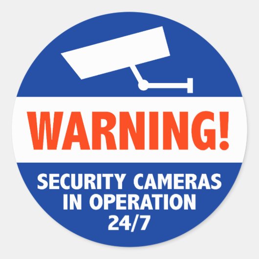 Sticker Rond Signes de caméra de sécurité d'avertissement (Devant)