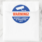 Sticker Rond Signes de caméra de sécurité d'avertissement (Sac)