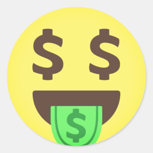Sticker Rond Signes de dollars de l'argent Emoji (Devant)