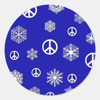 Sticker Rond Signes de paix et Snowflakes Cartes de fin de anné