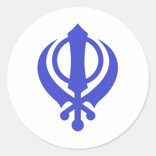 Sticker Rond Sikh Khanda bleu (Devant)