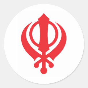 Sticker Rond Sikh Khanda Rouge