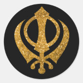 Sticker Rond Sikh Khanda "Sans peur et libre" (Devant)