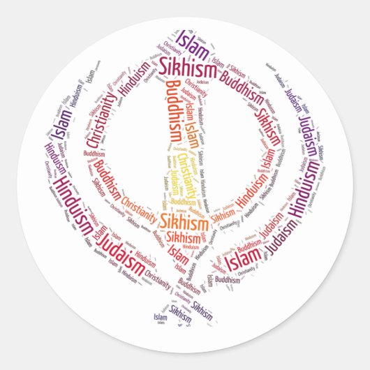Sticker Rond Sikh khanda symbole design unique (Devant)