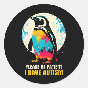 Sticker Rond S'il vous plaît être patient J'ai l'autisme - Sens