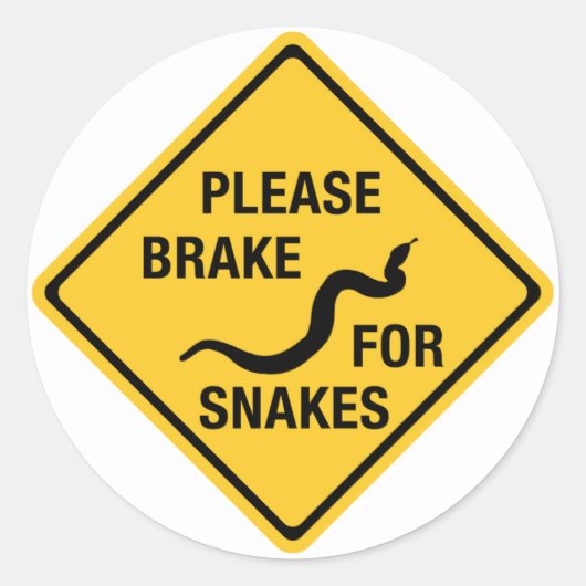 Sticker Rond S'Il Vous Plaît Freiner Pour Les Serpents, Signal  (Devant)
