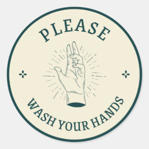 STICKER ROND S'IL VOUS PLAÎT LAVEZ-VOUS LES MAINS