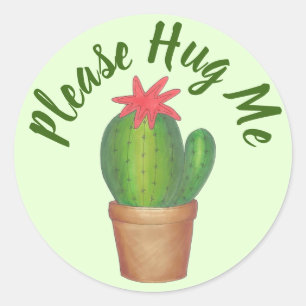 Sticker Rond S'Il Vous Plaît M'Embrasser Green Prickly Poted Pl